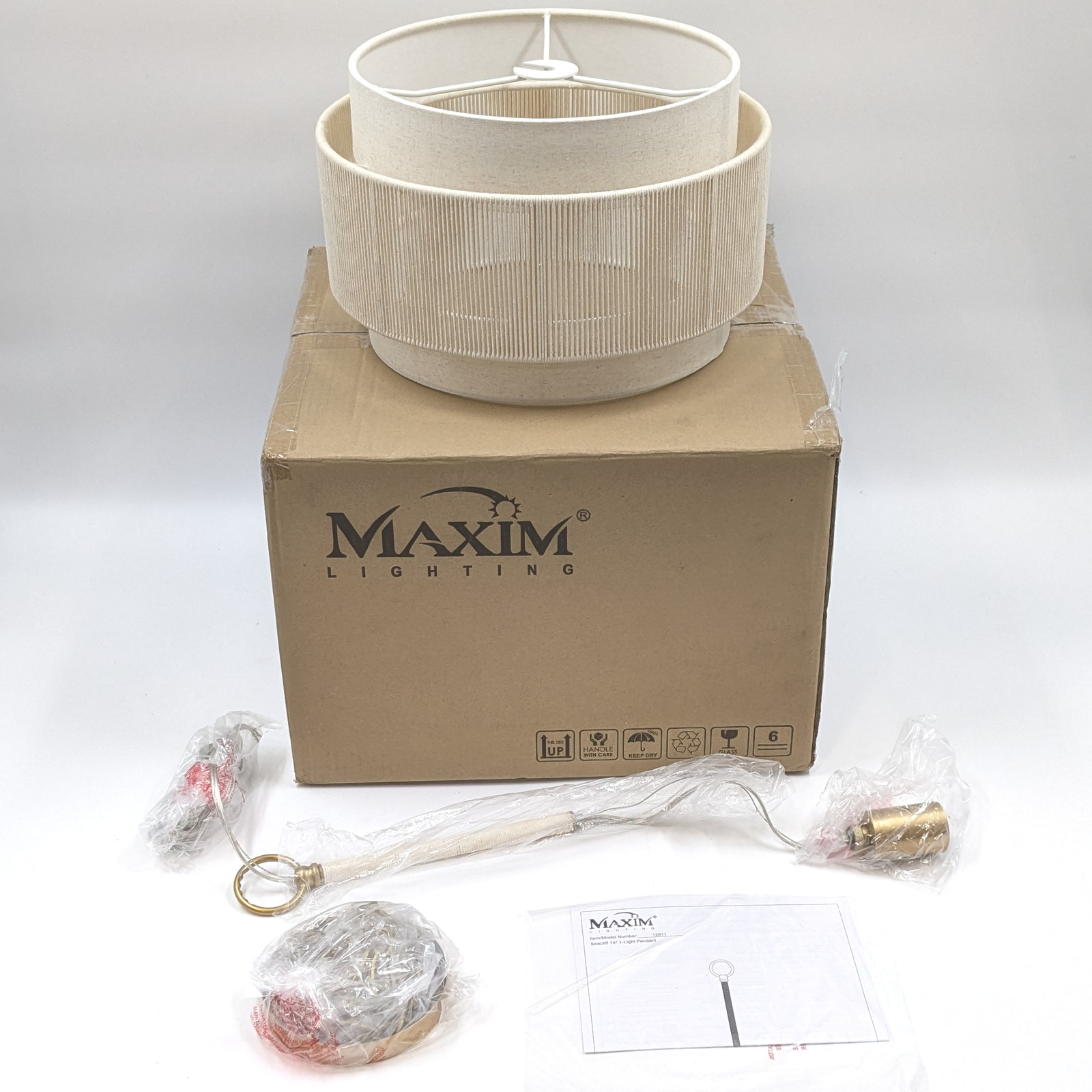 Maxim Lighting Seacliff 14" 1-Light Pendant Ceiling Fixture (12811) - Beige gallery