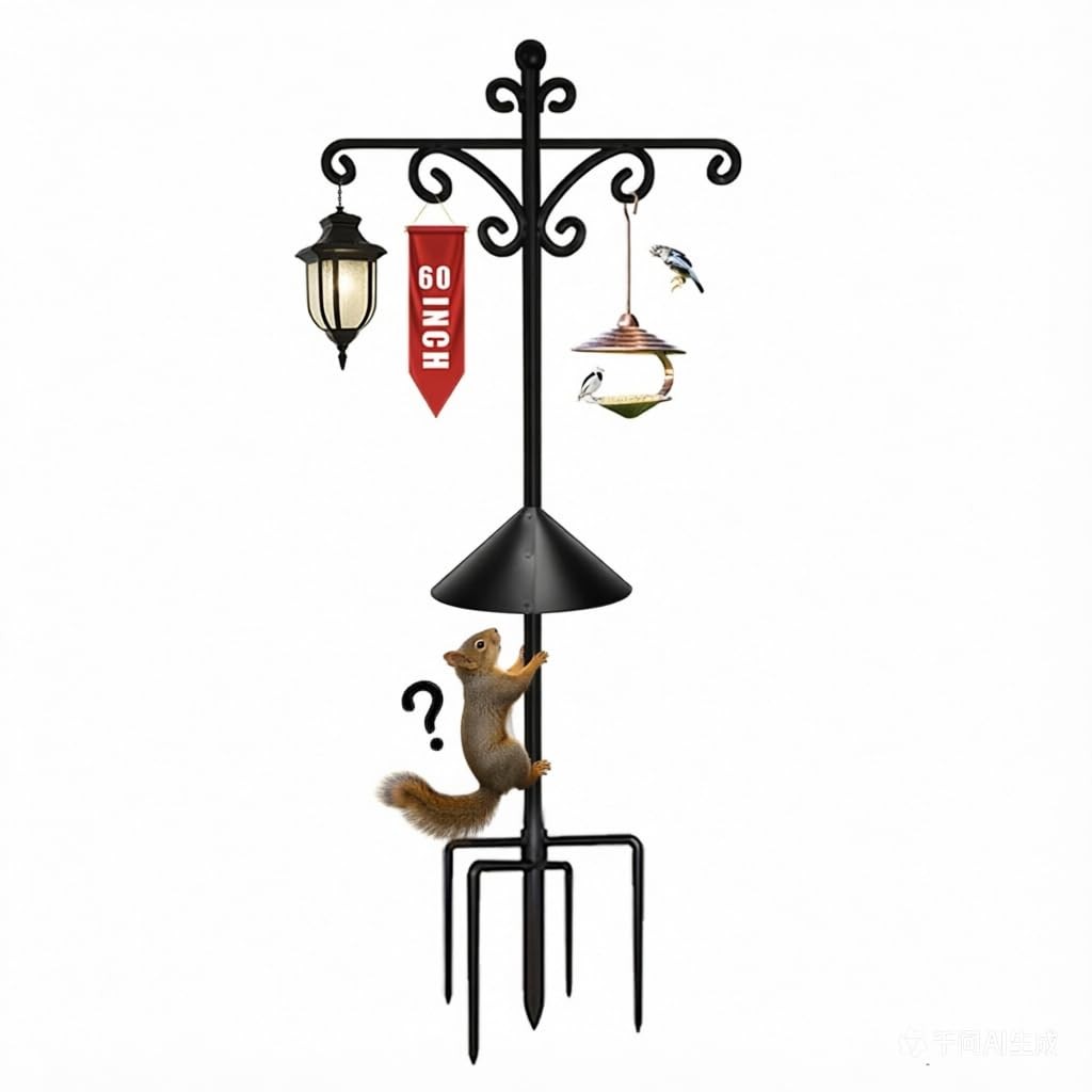 92Inch Shepherds Hooks for Outdoor with Squirrel Baffles – 6 Adjustable Hooks... gallery