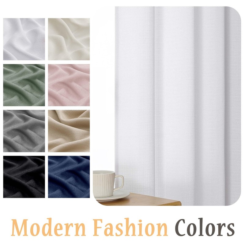 White Valance for Windows - Light Filtering Faux Linen Textured Small Window ... gallery