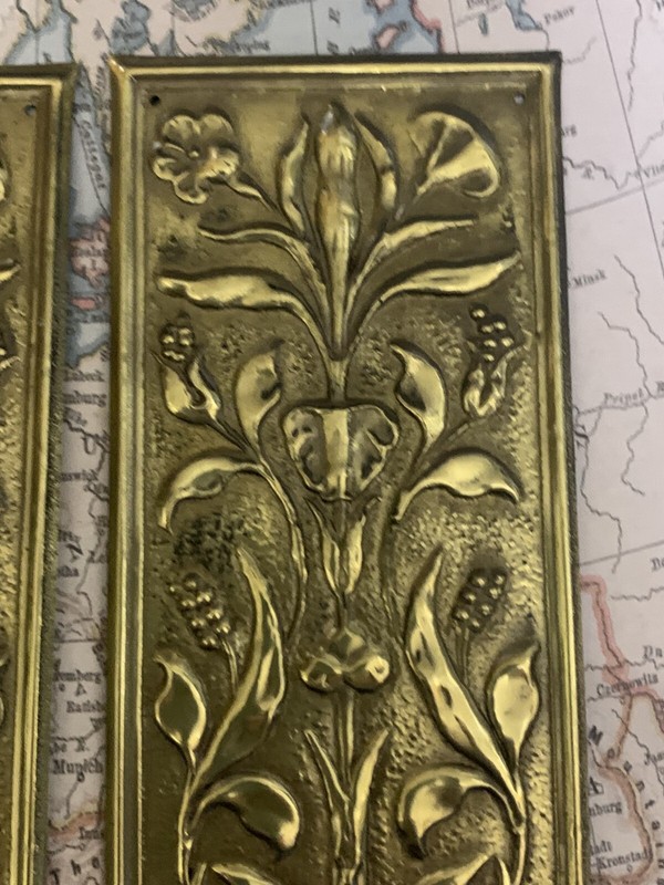 Reclaimed Solid Brass Door Finger Plates Antique brass re finish Oblong 1 gallery