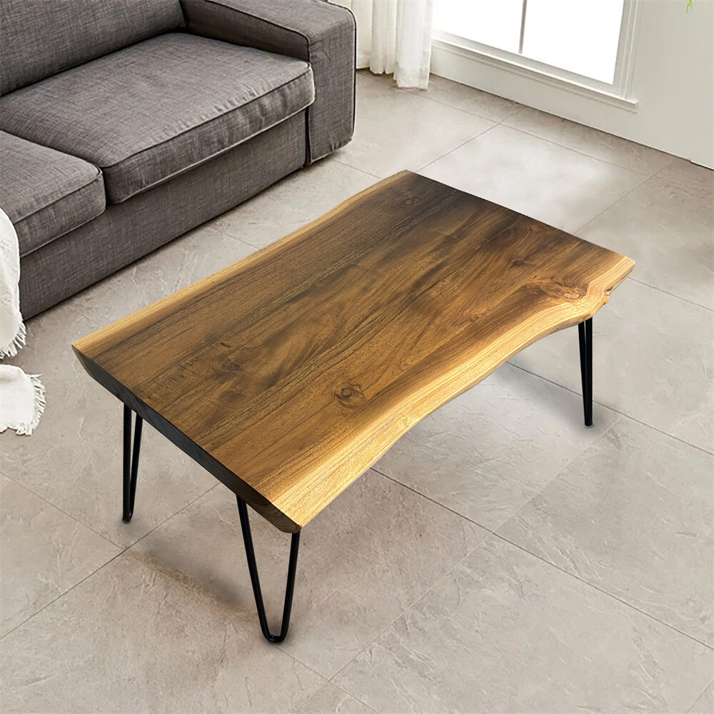 Rustic Teak Live Edge Small Coffee Table Mid-Century Modern Table Home Decor