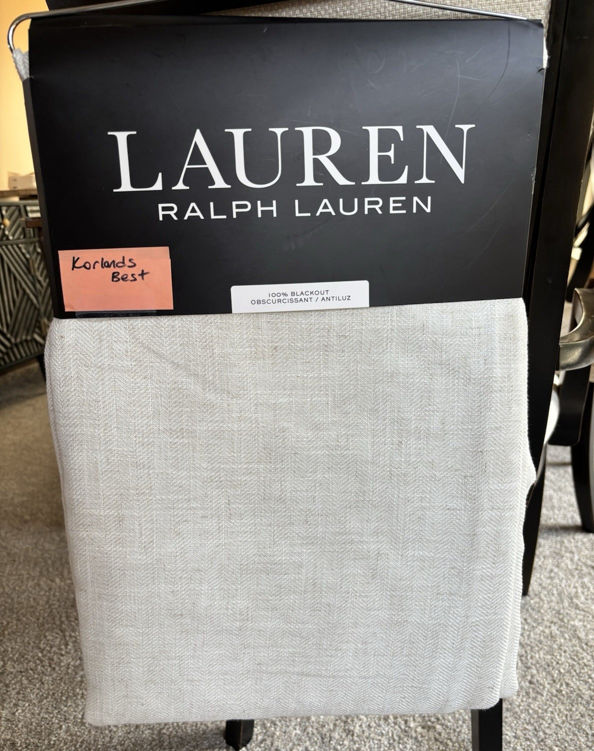 Ralph Lauren Window Curtains 2 Panels Blackout 52 x 96 Linen Herringbone Natural gallery