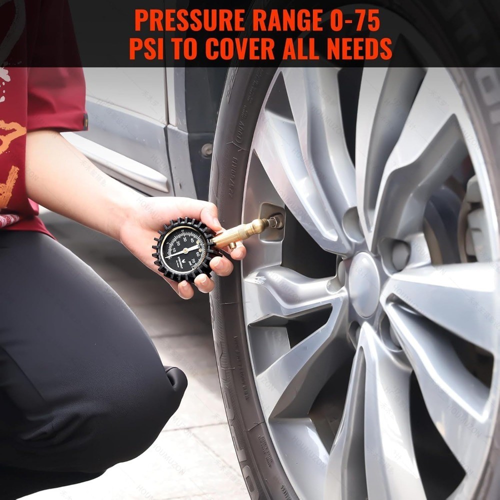 0-75 PSI Large Glow Dial Tire Pressure Gauge for Cars, ANSI B40.1 Grade A gallery