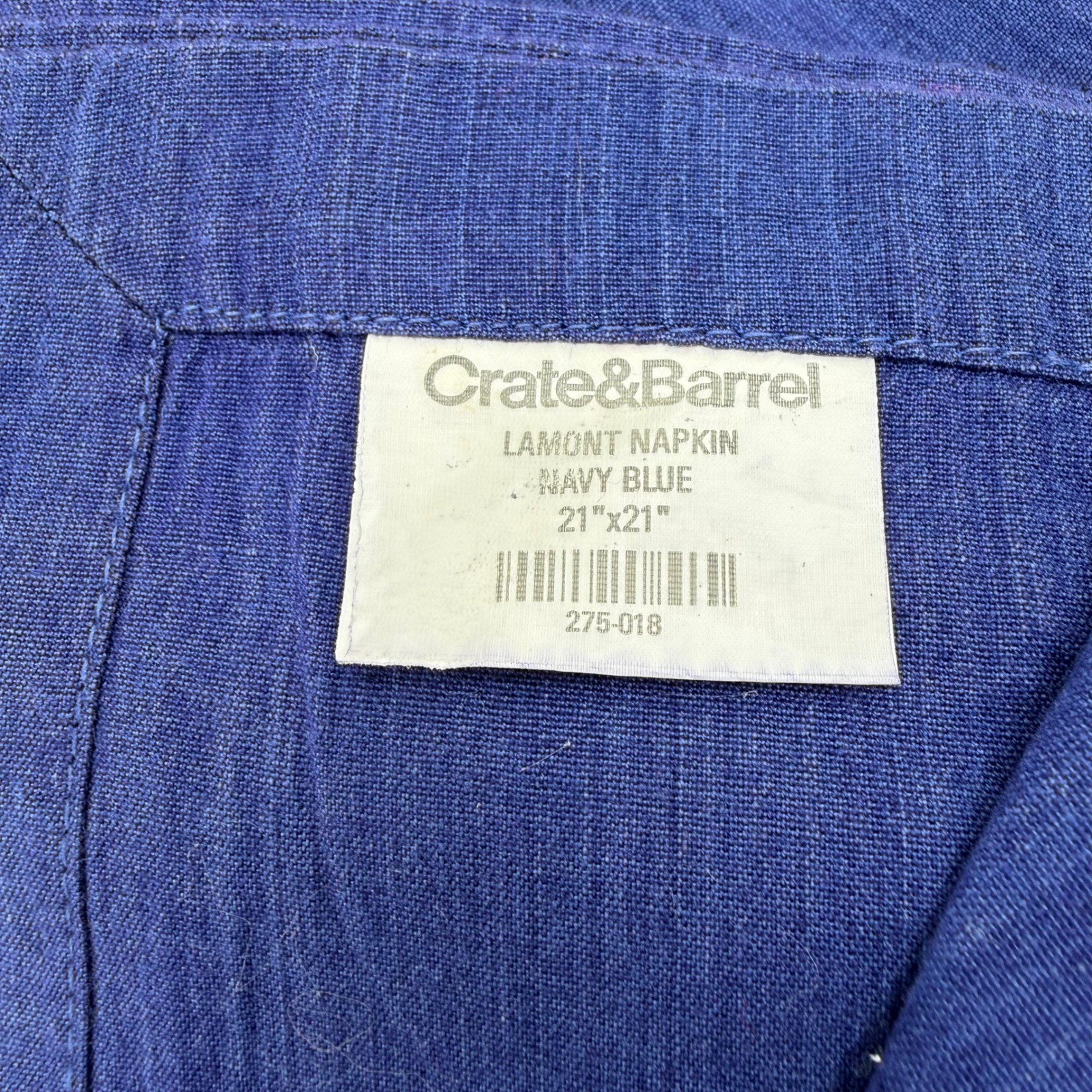 Crate & Barrel Lamont Navy Blue Linen Napkins Set of 8 ~ 21" Square Table Linens gallery