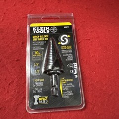 Klein Tools QRST11 Step Drill Bit, Quick Release Spiral Flute 7/8 to 1-1/8 In.
