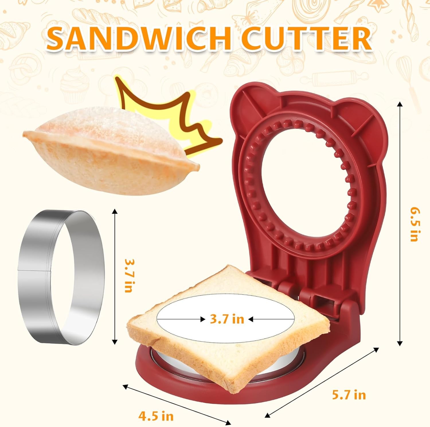 Uncrustable Sandwich Maker, Sandwich Pocket Circle Shape 3.7Inch Sandwich Cutter gallery
