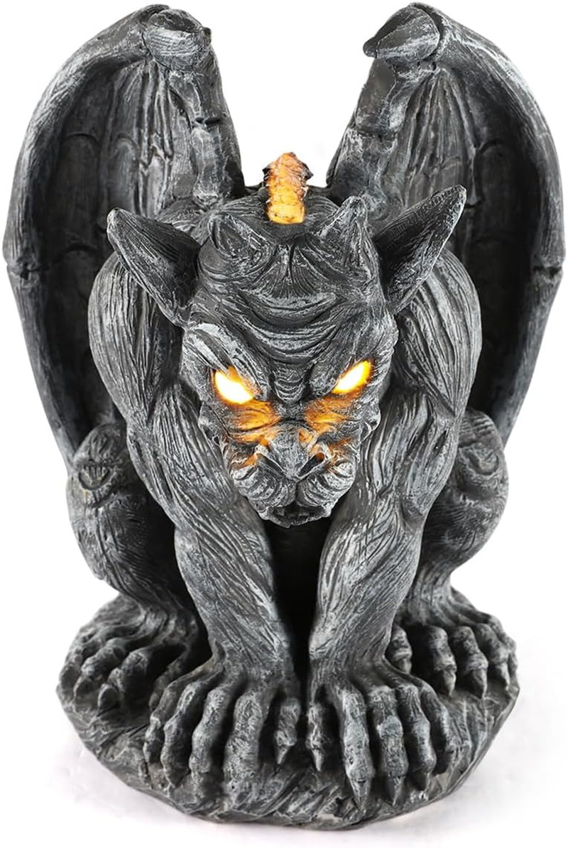 Large Winged Gargoyle Statue with Solar Lights Outdoor Gargoyle Statue Garden Gu gallery