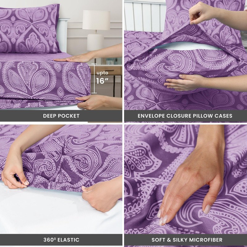 LDC LUX DECOR COLLECTION Bed Sheets - 6 Pc Queen Size Sheets - 1800 Thread Count gallery