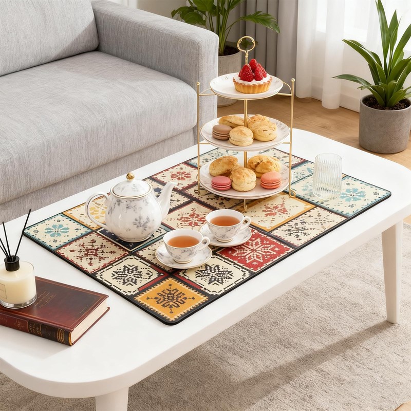 Retro Quick Drying Water Draining Absorbent Mat Kitchen Countertop Accessories gallery