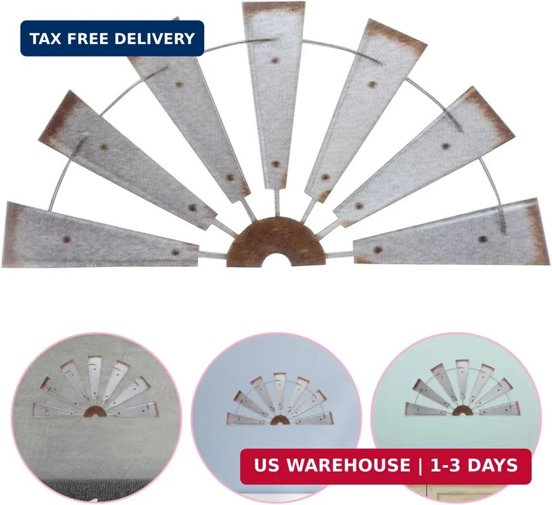 IMIKEYA Rustic Iron Half Windmill Wall Decor Small Farmhouse Wall Art Decor for gallery