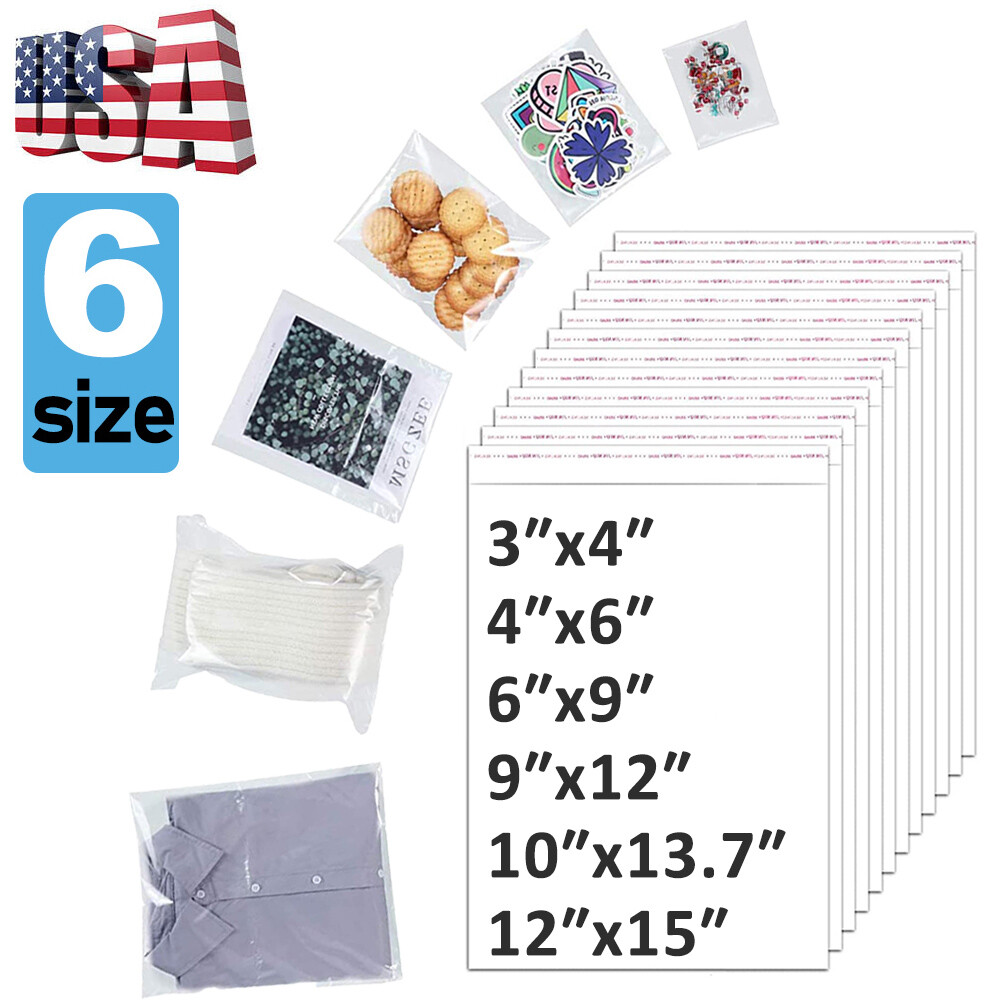 Clear Self Adhesive Resealable Cellophane Bags Seal Cello Lip & Tape Poly OPP US gallery