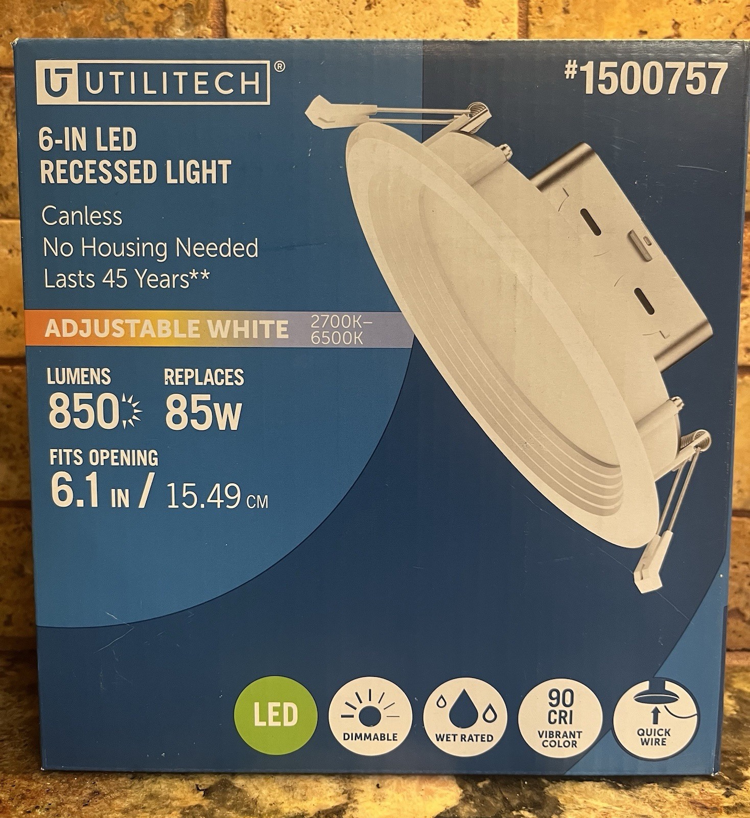 Utilitech 6" LED Recessed Light - 850 Lumens - Adjustable White - 2700k - 6500k gallery