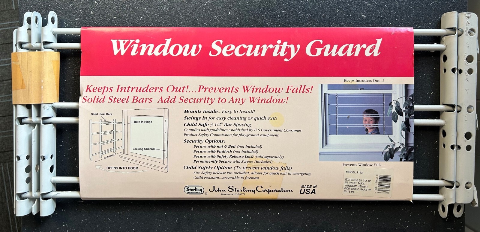 John Sterling 3 Bar Window Security Guard - Model: 1133 gallery