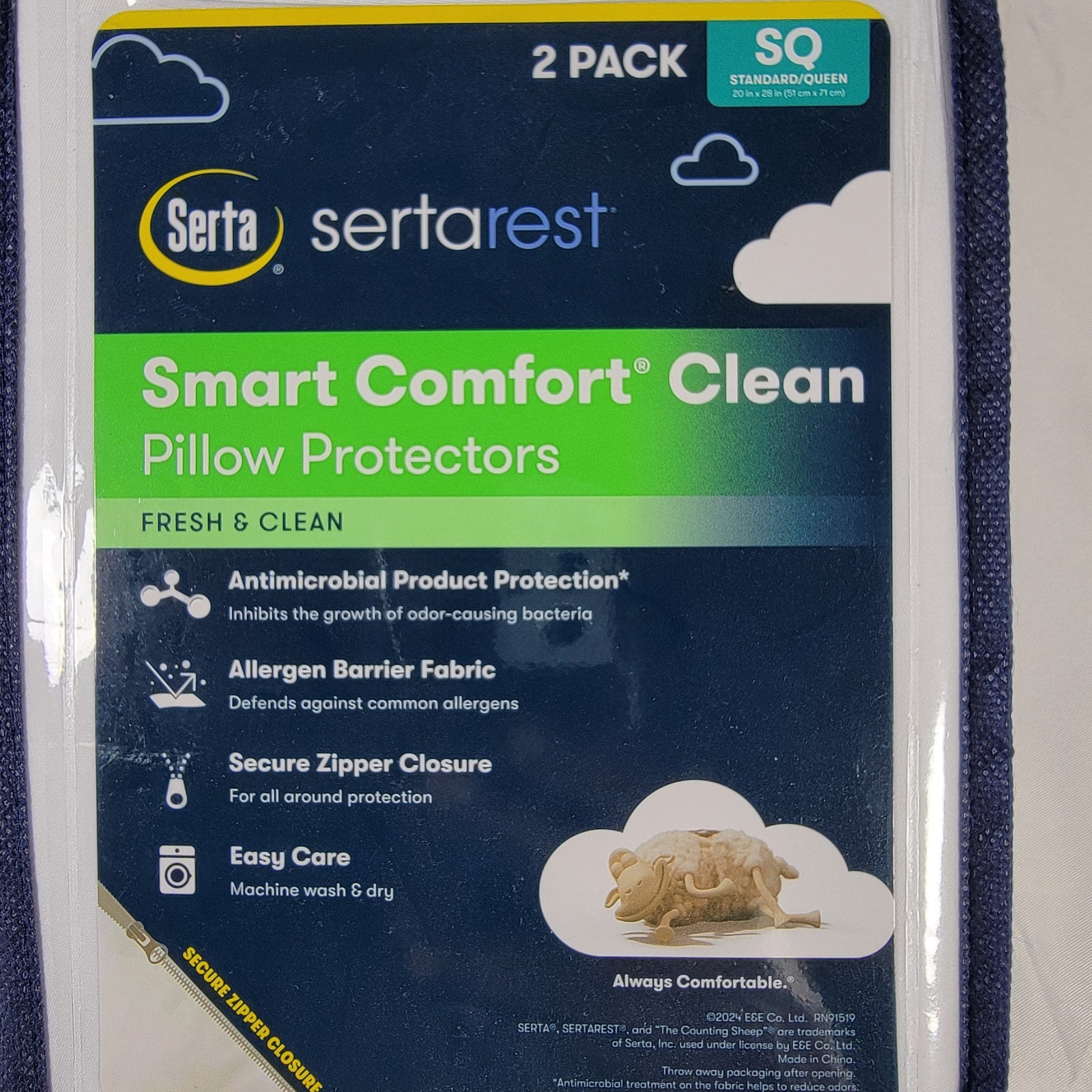 Serta Sertarest Smart Comfort Clean Queen Pillow Protectors 2 Pack Zipper New gallery