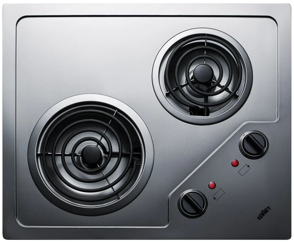 Summit CR2B122 22"W Built-In Electric Cooktop - Stainless Steel gallery