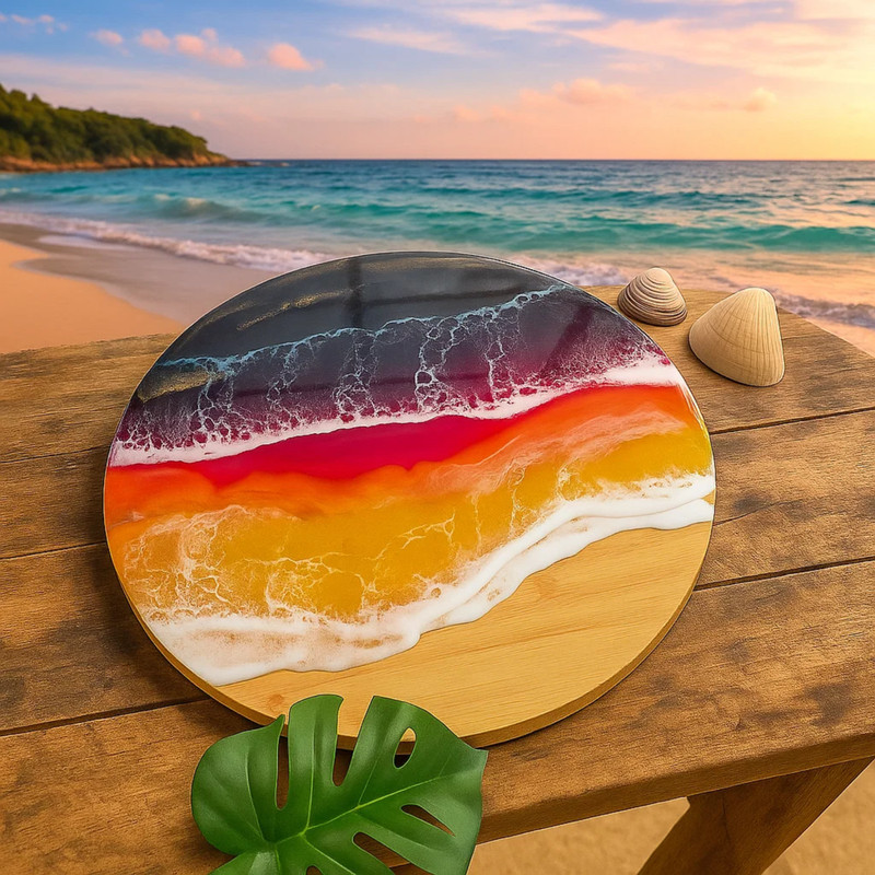 6pc, Bulk 15" Round Plain Bamboo Serving Tray, Charcuterie Cheese Cutting Boards gallery