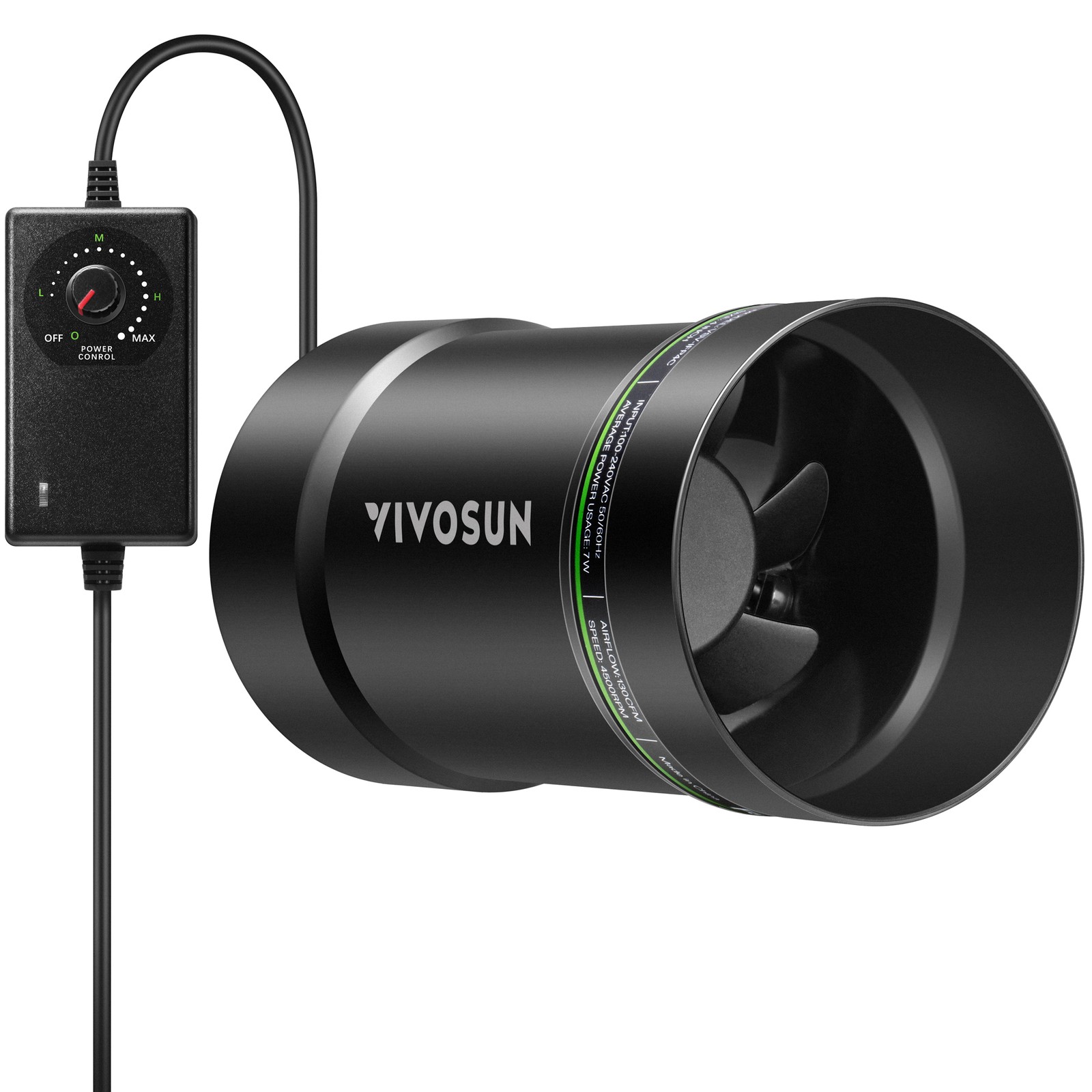 VIVOSUN 4"130CFM Inline Booster Duct Fan HVAC Ventilation Fan w/Speed Controller gallery