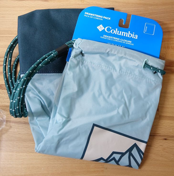 Columbia Zigzag Drawstring Pack Water Resistant Nylon & Polyester Aqua Haze NEW