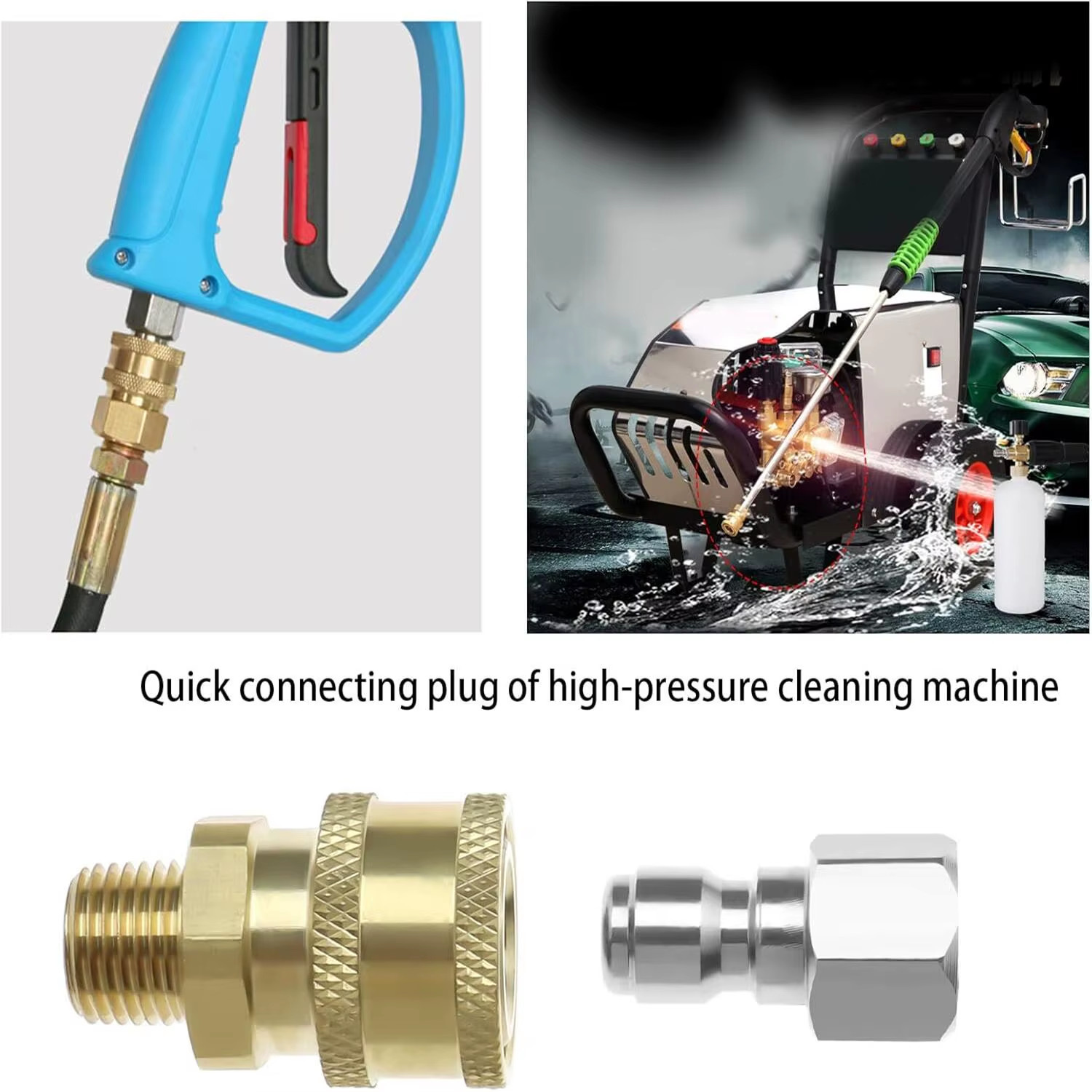High Pressure Washer Nozzle 1/4" Quick Plug Connector Coupler with G1/4 Male Fem gallery