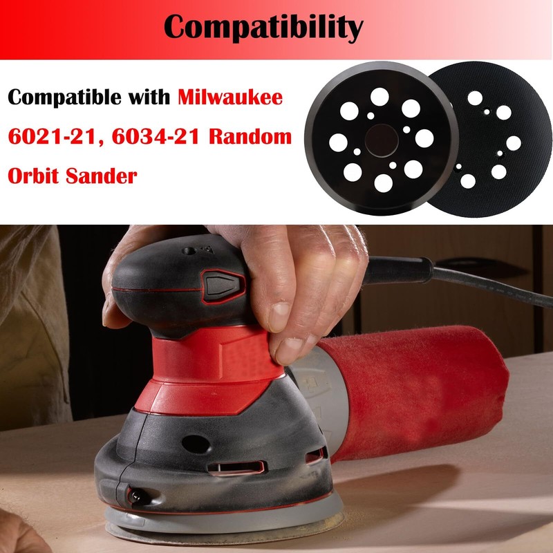 1 Pack 5 Inch 8 Hole Hook and Loop Replacement Sander Pad for Milwaukee 6021-21, gallery