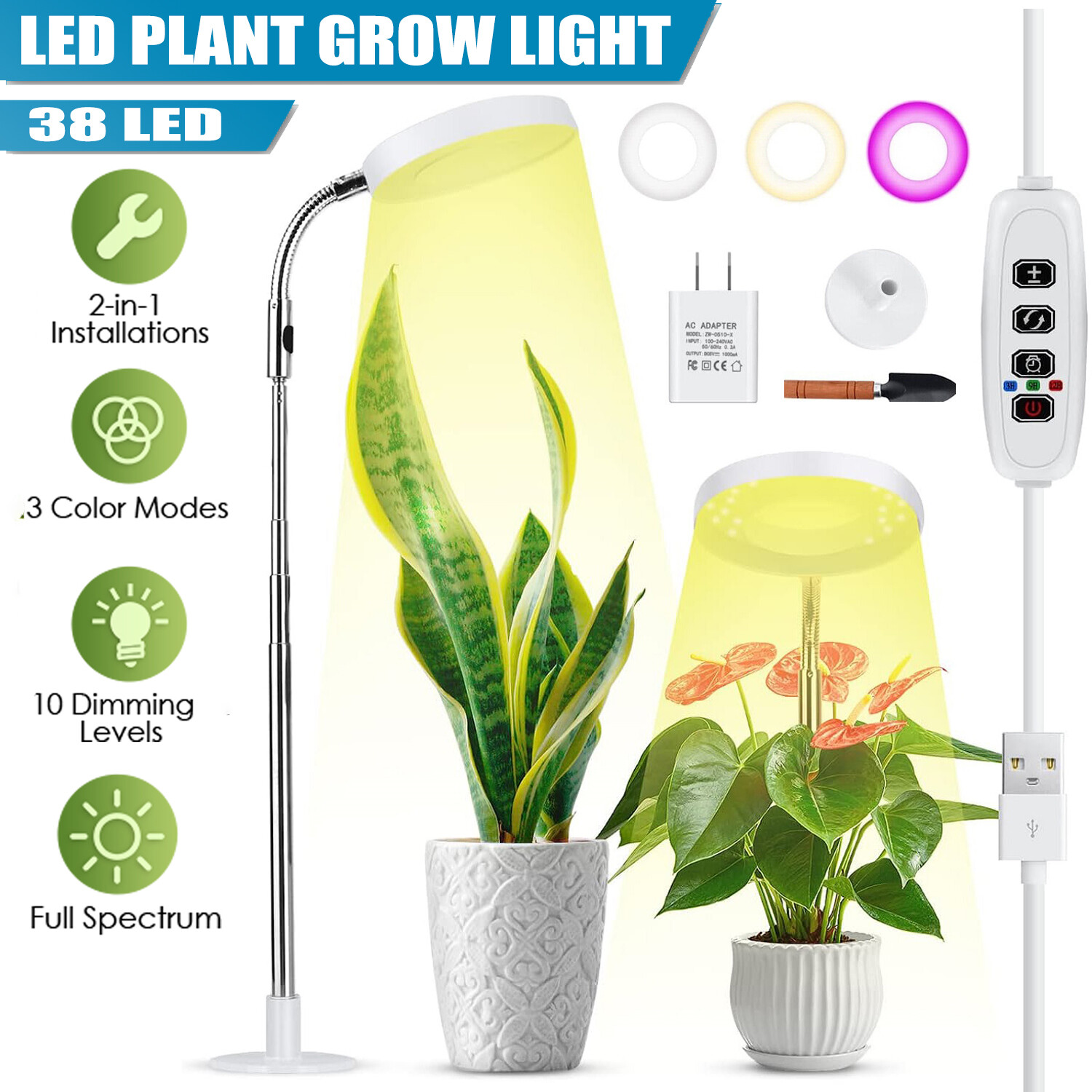 LED Grow Light for Indoor Plants UV& Full Spectrum Halo Growing Lamp Dimmable gallery