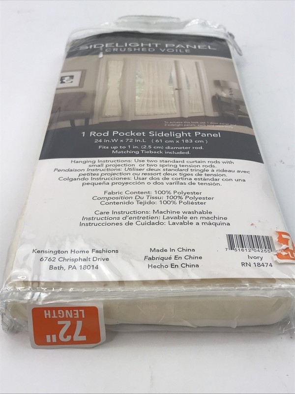 Ogee Sidelight Panel One Rod Pocket Side Panel Ivory 24in. W x 72 in. L New gallery