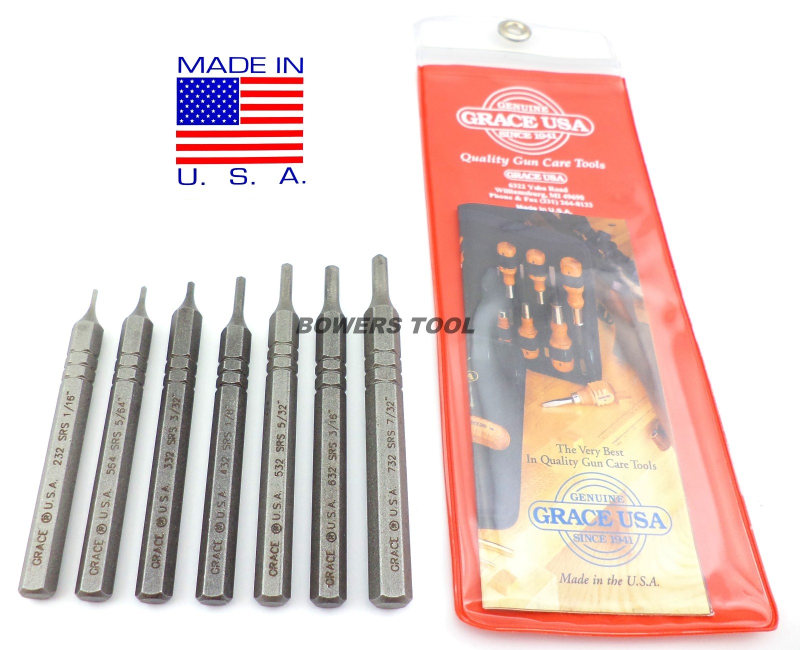 Grace Gunsmith Short Roll Spring Pin Punch Set 7pc Gun Care Starter Made in USA gallery