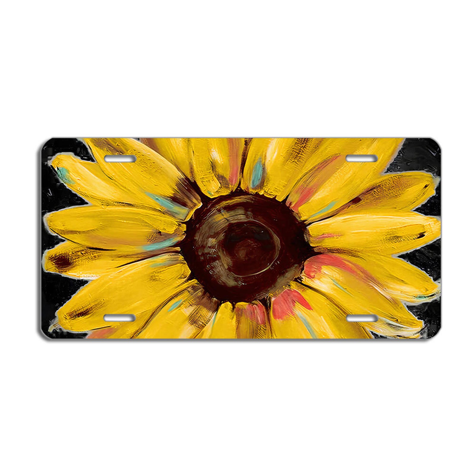 Sunflower Water Paint License Plate - Artistic Car Tag gallery