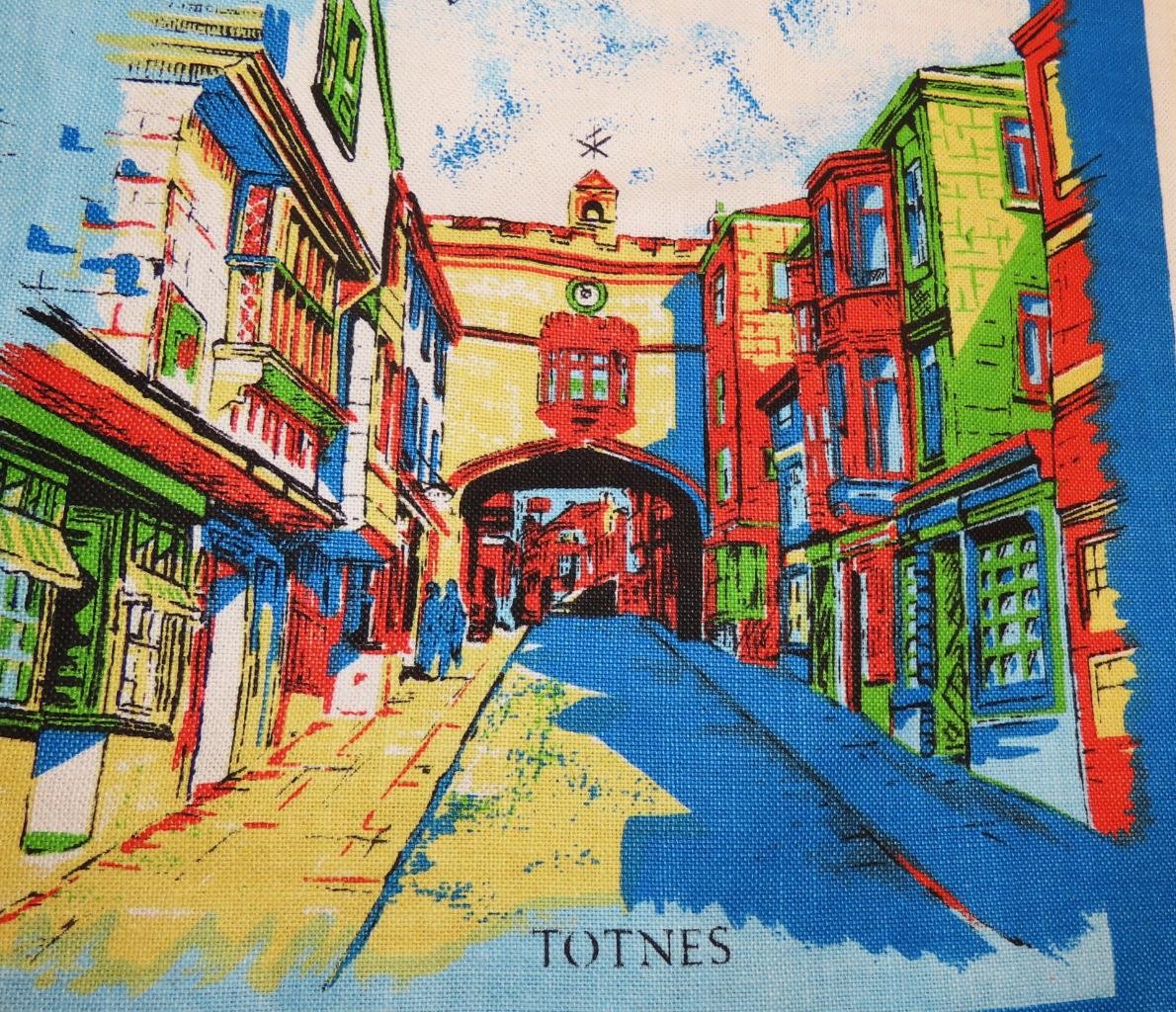 Cornwall and Devon tea or kitchen towel; cotton; map, landmarks; 29 x 18.5 in. gallery
