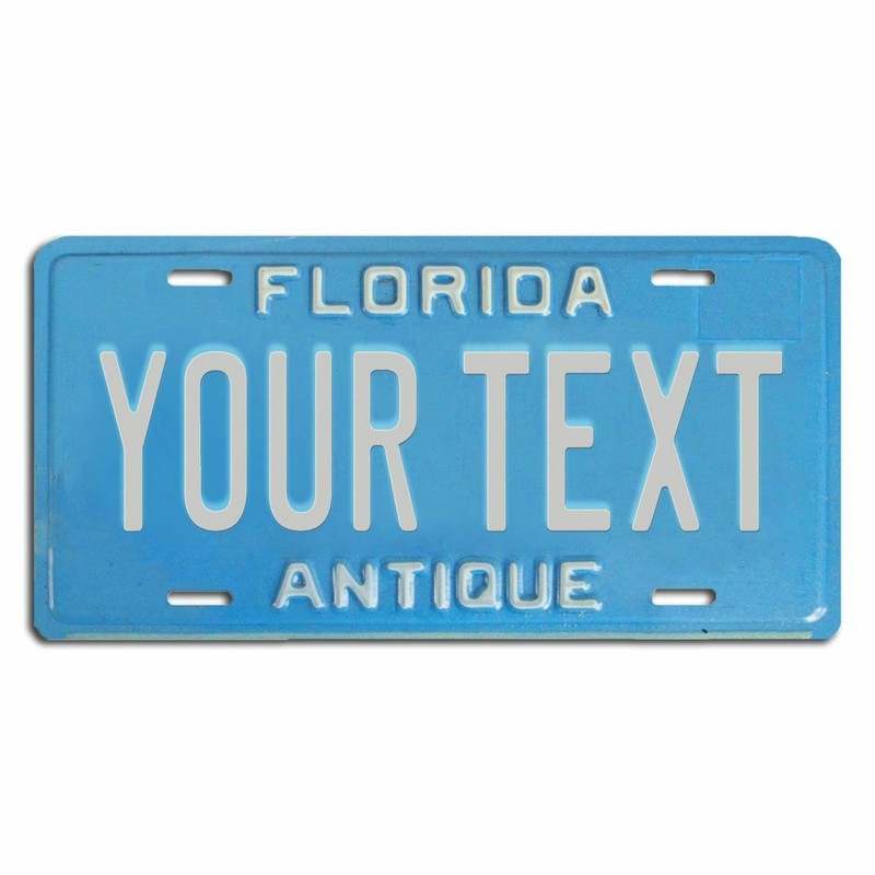 Florida Antique Blue Custom Peronalized license plate tag 12x6 YOUR NAME TEXT gallery