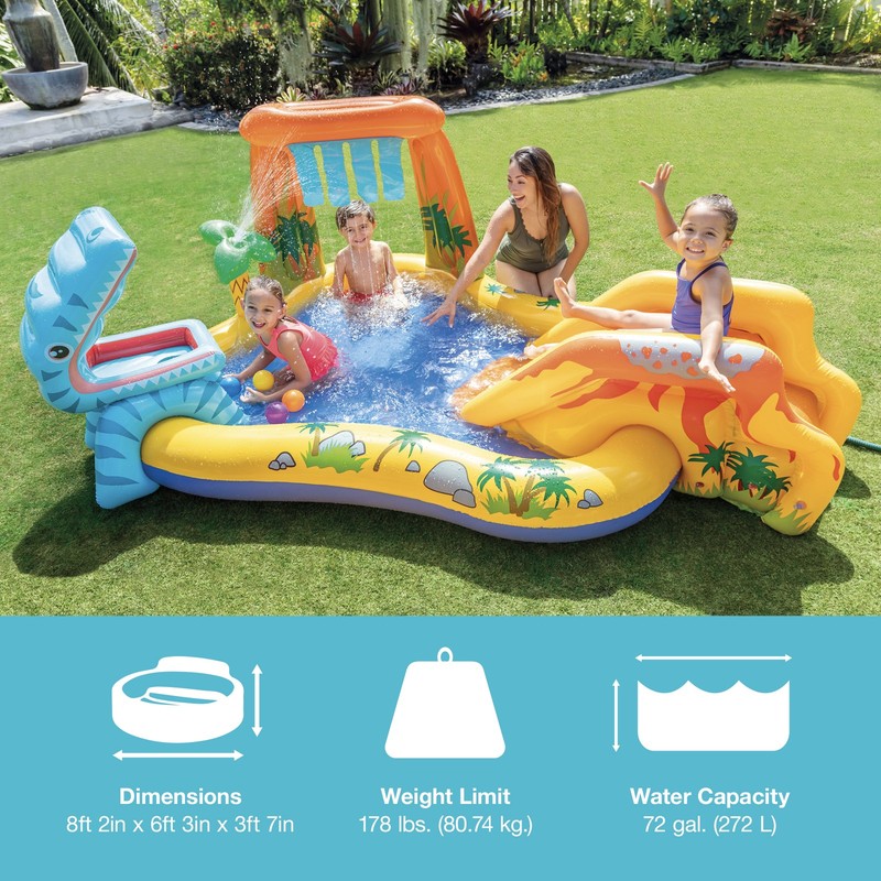 Intex Inflatable Kids Dinosaur Play Center Outdoor Water Park Pool with Slide gallery