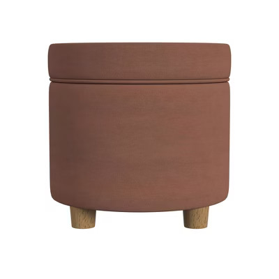 HomePop Velvet Storage Ottoman Round Modern Bedroom Living Room Spice gallery