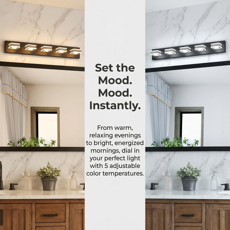 32'' Vanity Light 5 Lights Dimmable LED Bathroom Over Mirror Wall Fixture 5CCT gallery