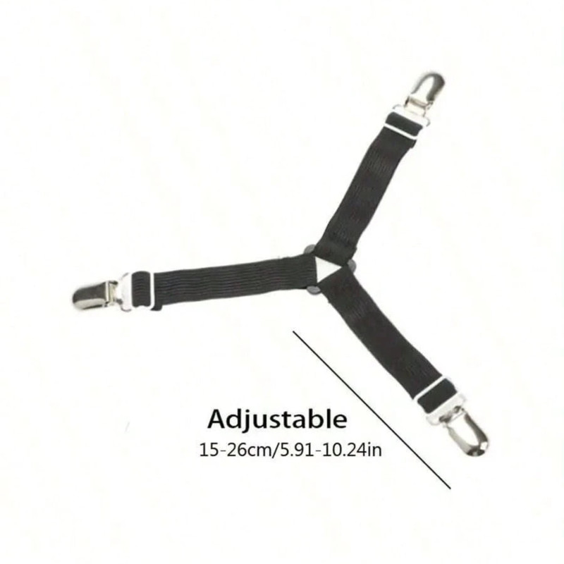 Bed Sheet Holder Straps 4Pcs Triangle Mattress Gripper Clips Suspender Elastic gallery