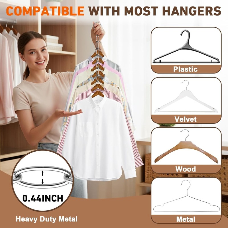 Space Saving Hangers, 4 Pack Metal Clothing Chain Hangers with 7 Holes, Closet O gallery