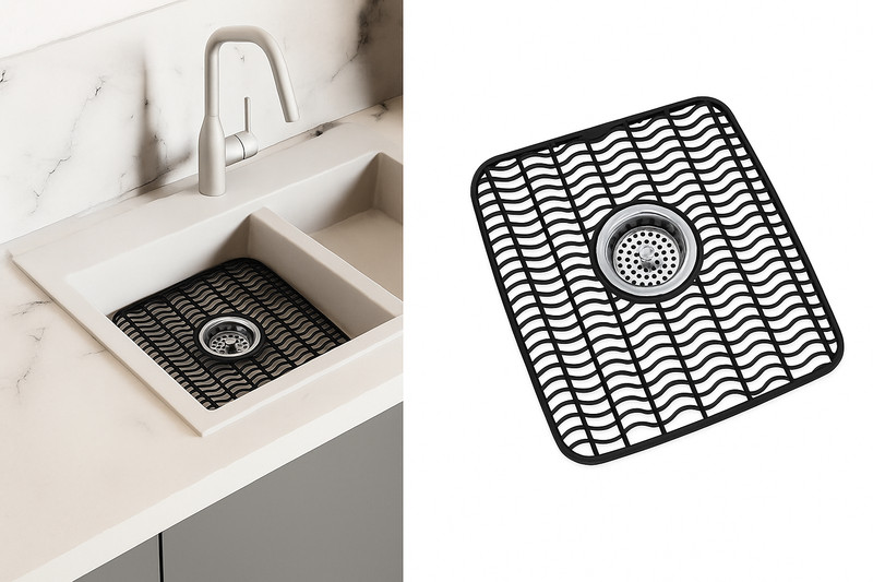 Sink Protector Mat 2 Pack Plastic with Center Drain Cutout Protect Sink 11 x 12" gallery