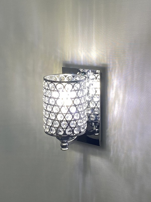 Crystal Wall Sconce with Chrome Finish (Set of 2) Modern Concise Style Wall L... gallery