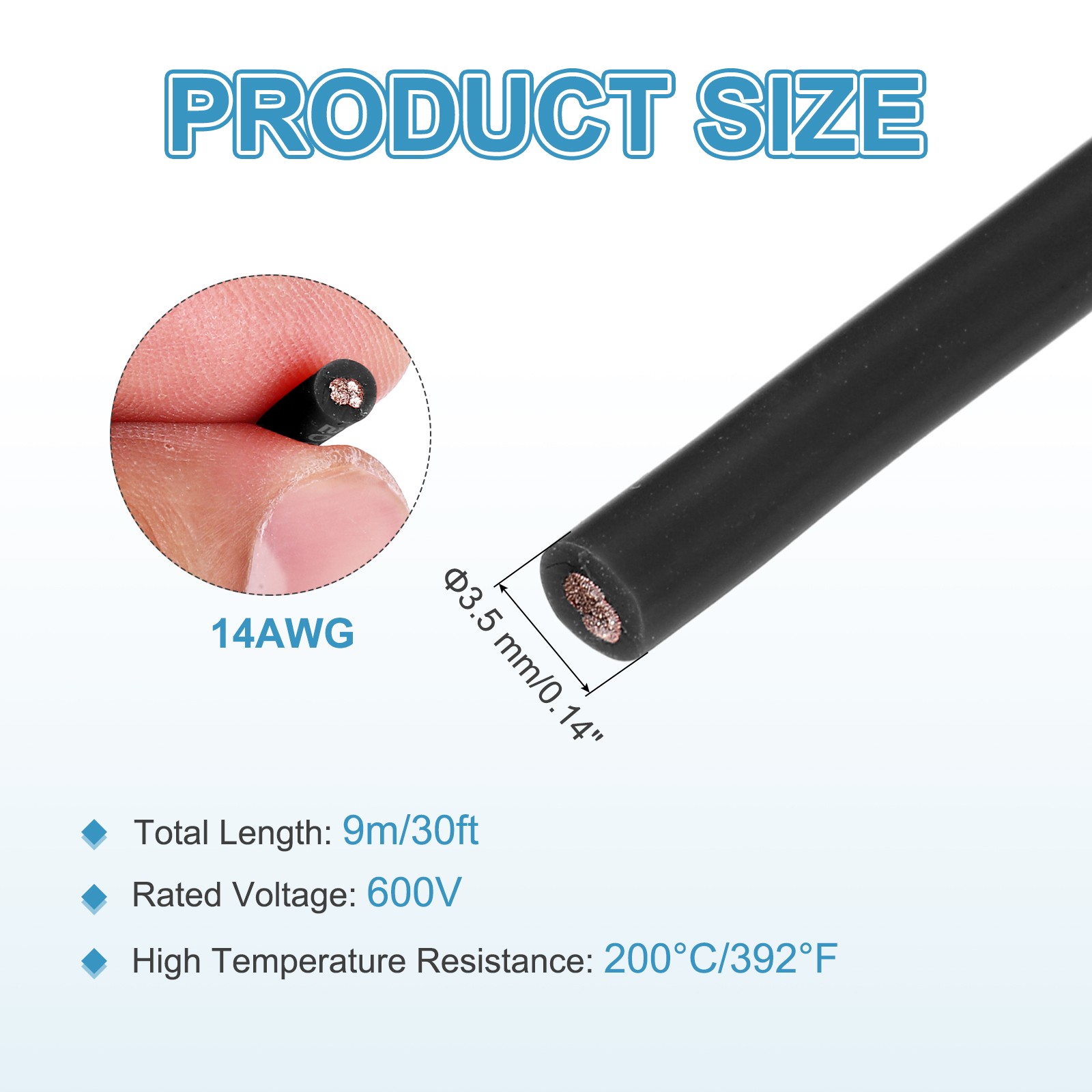 14AWG 9m/30ft Silicone Wire, for Tinned Copper, Black gallery