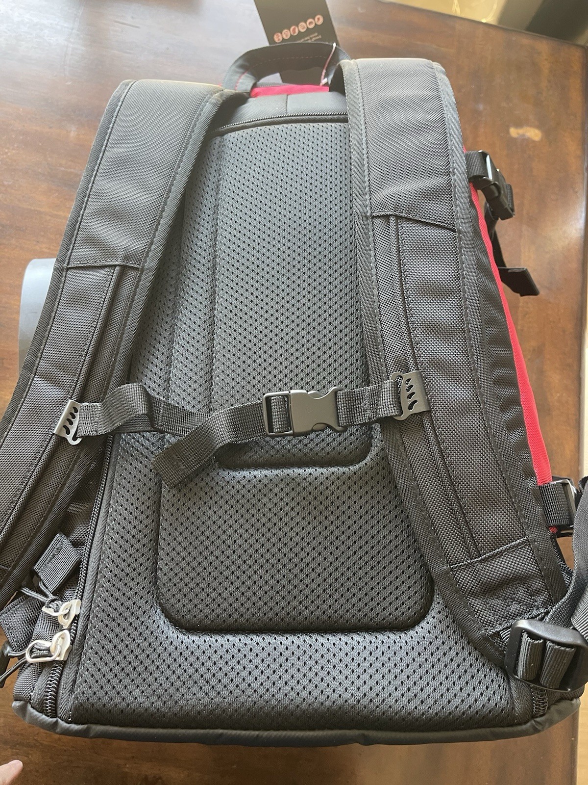 CSCL Red Black Hiking Backpack Zipper Buckle Adjustable Straps Padded Back 3