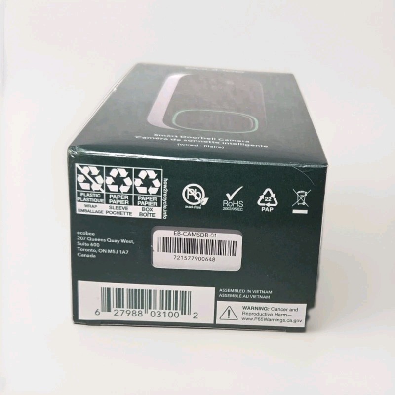 Ecobee Smart Wired Doorbell Camera EB-CAMSDB-01 Wired SEALED gallery