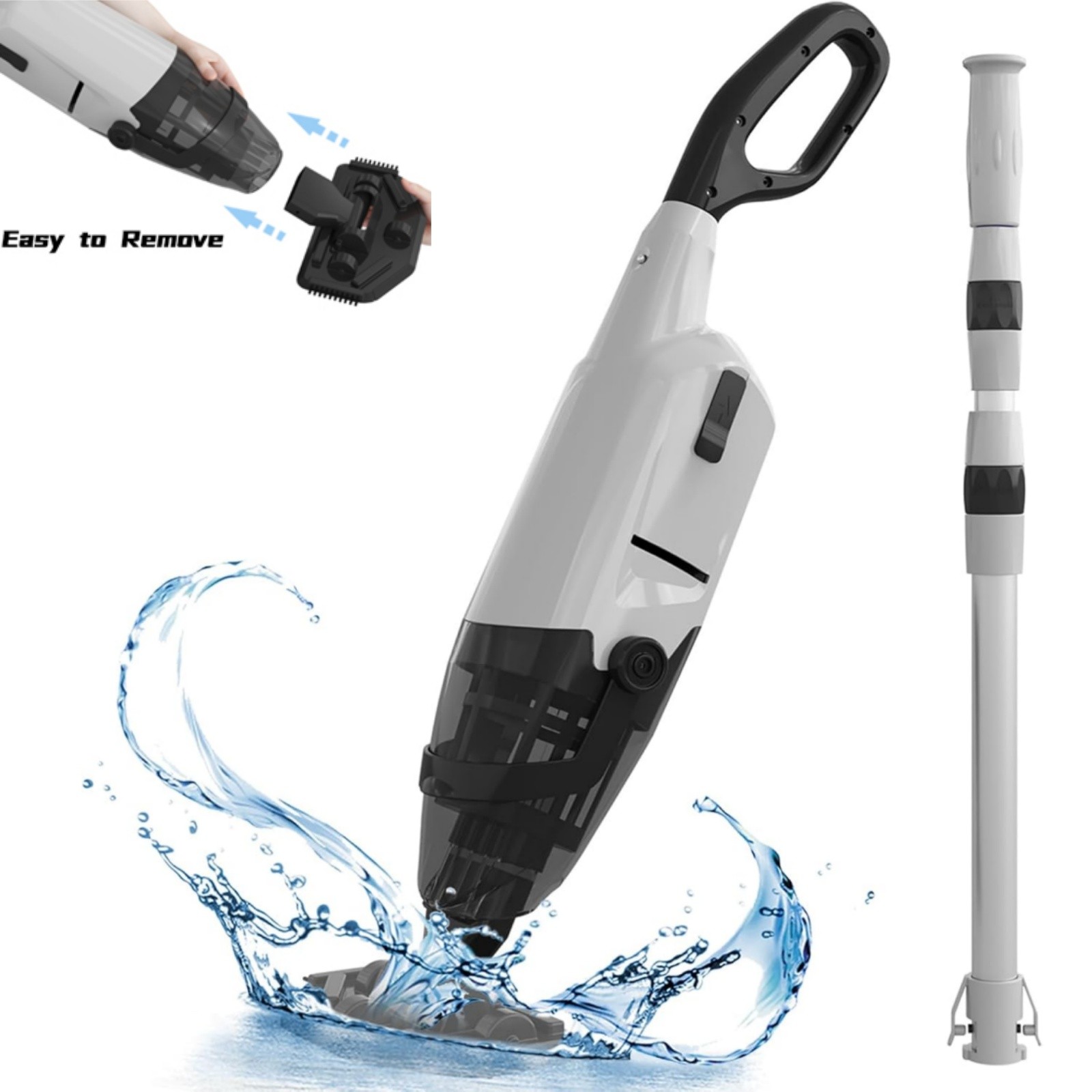 Cordless Handheld Pool Vacuum 60Min with Telescopic Pole 18GPM Powerful Suction gallery