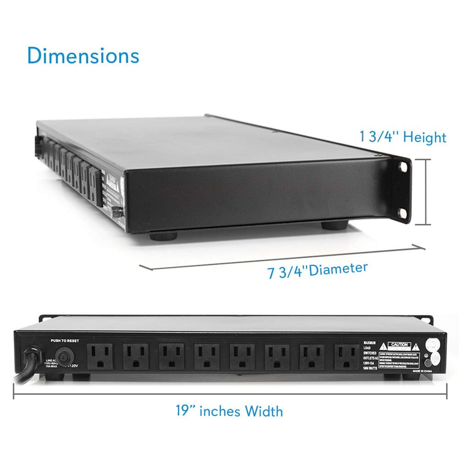 PYLE-PRO 8-Outlet Rack Mount Power Conditioner-15 Amp 1800W Black AC Surge Pr... gallery