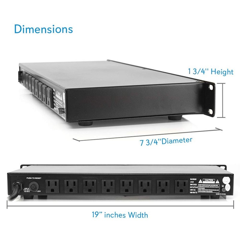 PYLE-PRO 8-Outlet Rack Mount Power Conditioner-15 Amp 1800W Black AC Surge Pr... gallery