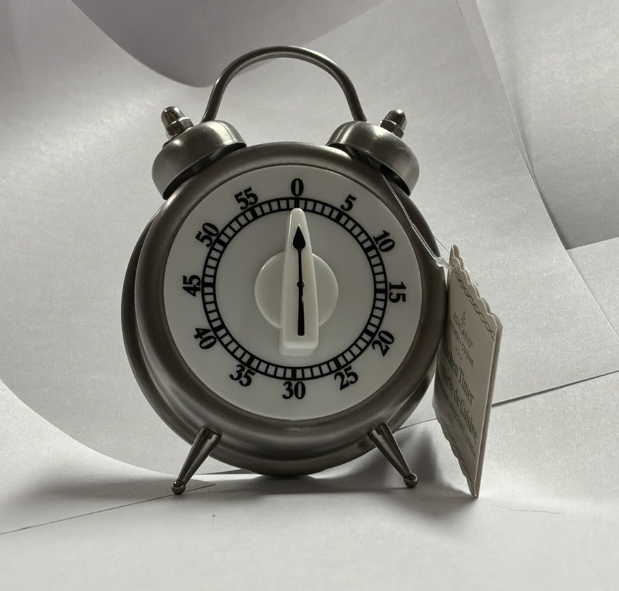 Kitchen Timer Retro Clock Manual Wind-Up Mechanical Alarm Counting 60 Min Silver