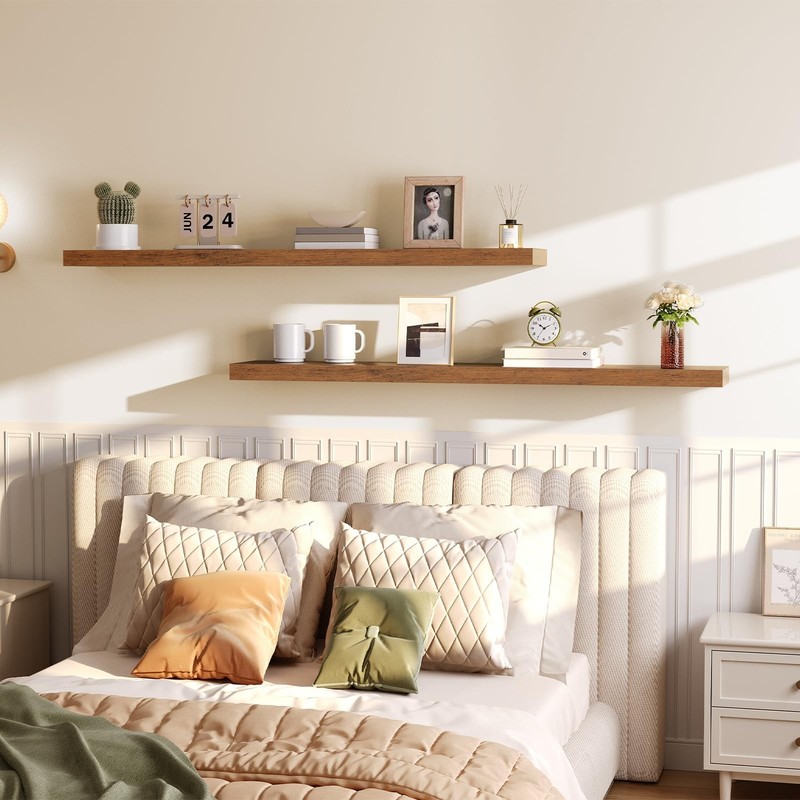 Floating Shelves for Wall, Wall Mounted Shelf Set of 2, 55" Hanging Shelf wit gallery