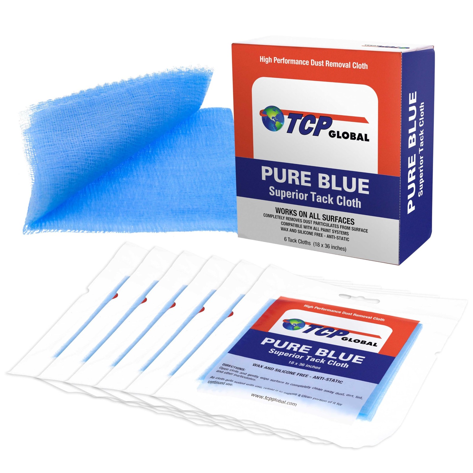TCP Global - Pure Blue Superior Tack Cloths - Rags (Box of 6) - gallery