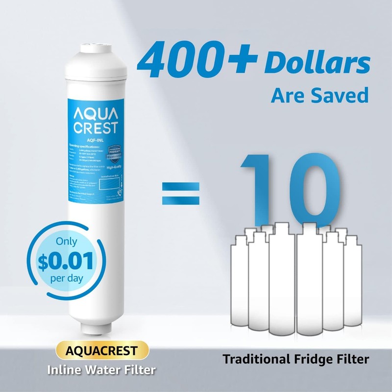 AQUA CREST Inline Water Filter for Refrigerator,Ice Maker,Under Sink System gallery