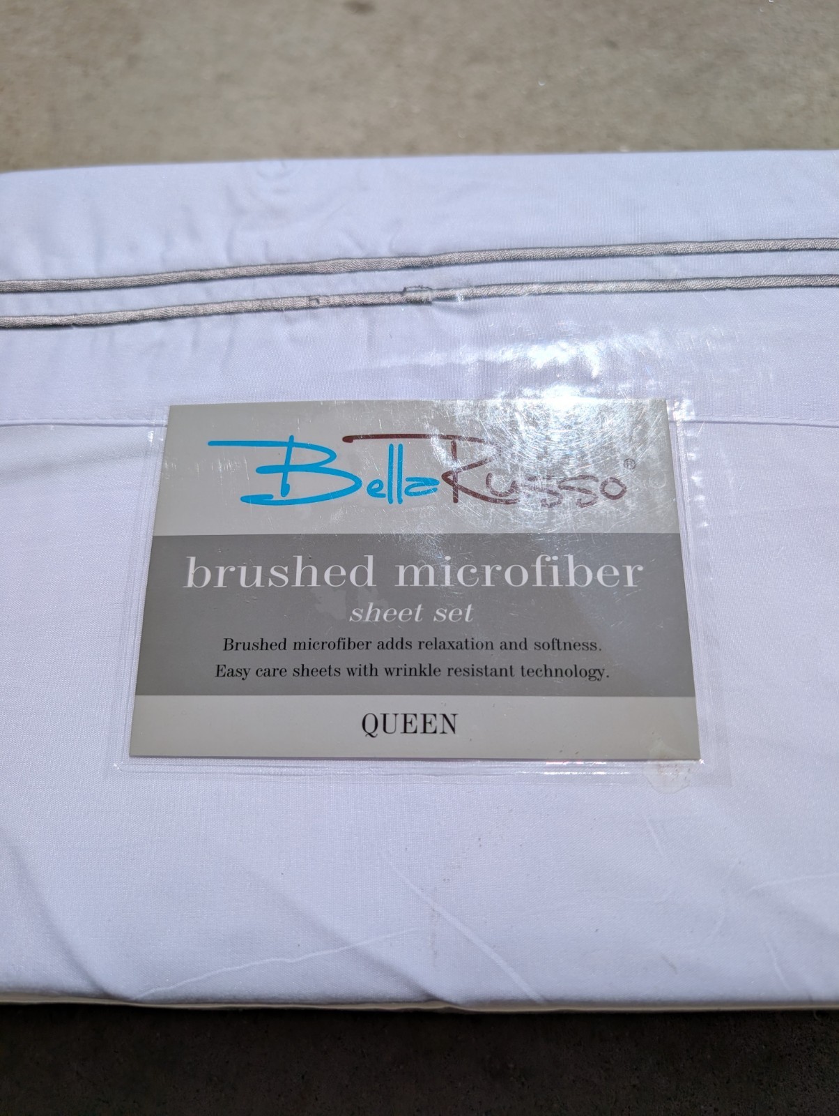 New Bella Russo Brushed Microfiber Sheet Set Queen Size White gallery