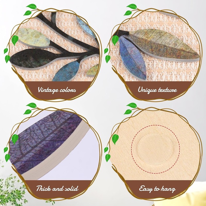 "2 Pcs Colorful Tree Leaf Wall Art Decor Vine Home Wall Decor Olive Branch Leaf gallery