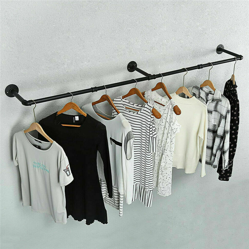 Long Clothes Rack 71"Pipe Wall Mounted Garment Rack Hanging Rod Clothing Storage gallery